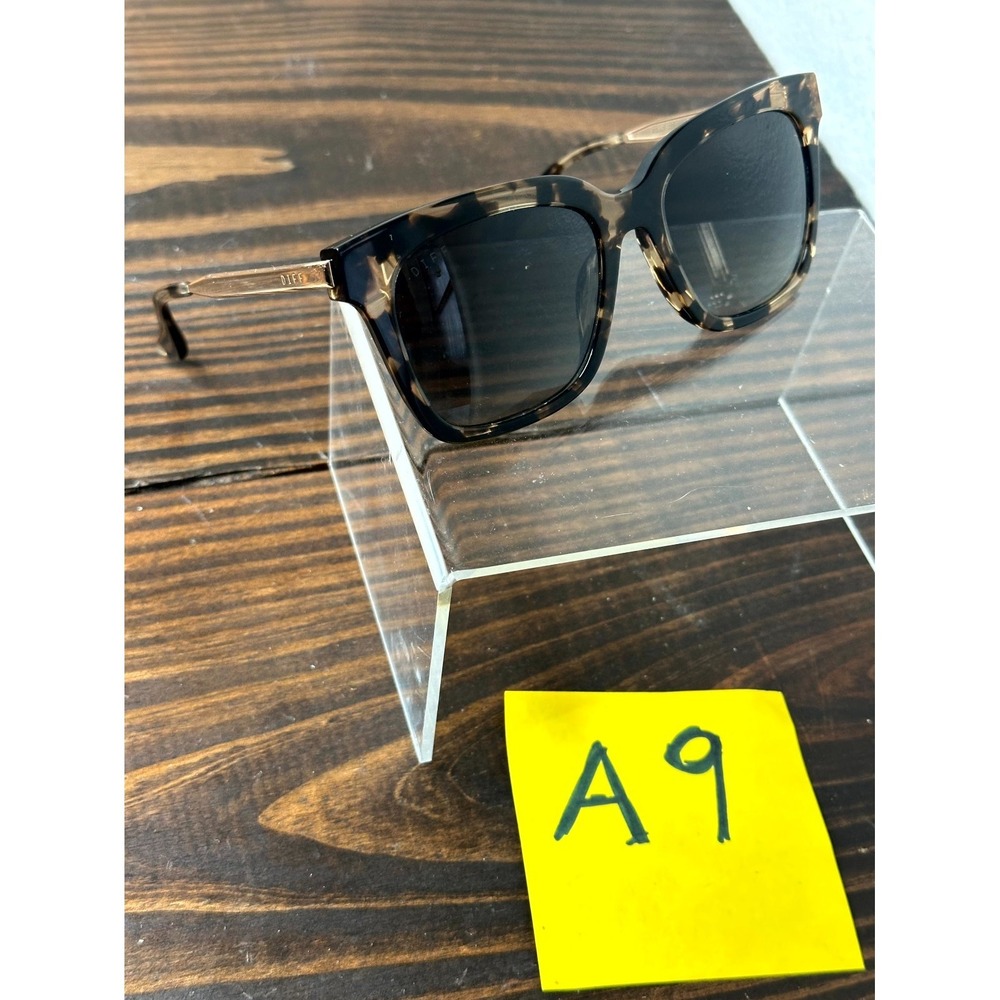 Diff Eyewear Bella ET-GG10P Womens Black Brown Sunglasses Square Full Rim 142 mm